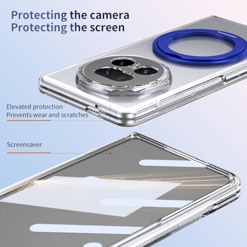 Coque Honor Magic V5 transparent bleu de qualite militaire avec support - 4