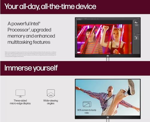 Image of HP All-in-One Desktop Computer, 27 inch FHD Touchscreen, Intel 12-core Ultra 7 155U, Intel IrisX Graphics, 64 GB DDR5, 2 TB SSD, Windows 11 Pro, with Bonus Accessories