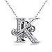 Solid 925 Sterling Silver with Cubic Stones, Complete A~Z Gift Options Alphabet Charm Letter Beads fit Pandora European Bracelets (K)