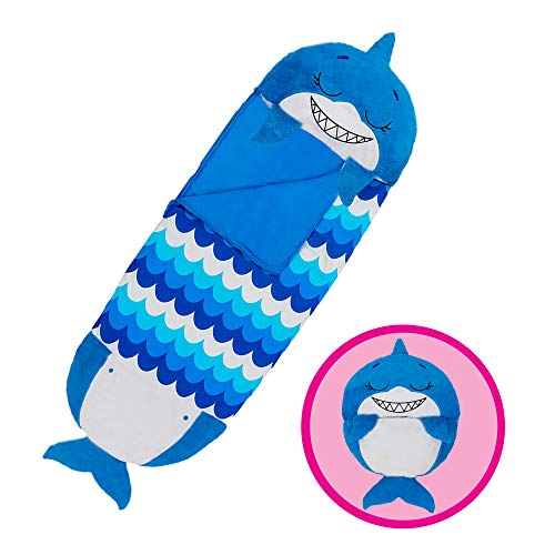 Happy Nappers Pillow & Sleepy Sack- Comfy, Cozy, Compact, Super Soft, Warm, All Season, Sleeping Bag with Pillow- Blue Shark (Medium- 54” x 20”) by Happy Nappers - Used condition - US$40.10