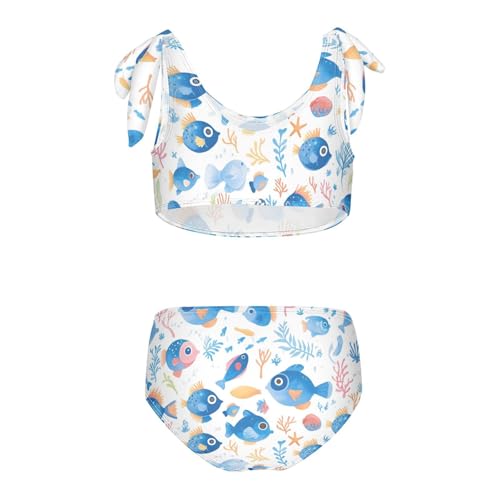KLL Puffer Hawaiian Fish and Seaweed Girls' 2 Pieces Bikini Sets Beach Swimsuits Swimwear Adjustable Strap2