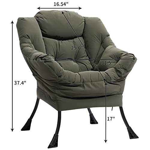 Acozyhom Modern Large Fabric Lazy Chair, Accent Contemporary Lounge Chair, Single Steel Frame Leisure Sofa Chair With Armrests And A Side Pocket, Nanometer Atrovirens #TOP3