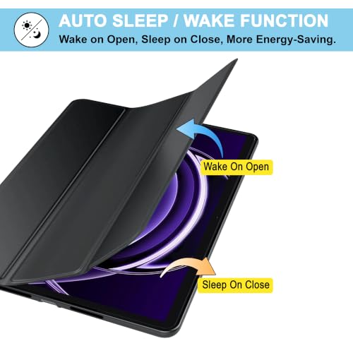 Image of CEDO Smart Case for Realme Pad 2 Lite (10.95 in) Tri-Fold Flip Folio Cover | Pencil Holder | Auto Wake-Up /Sleep Mode | Multi View Angles Stand TPU Backcover (Black)