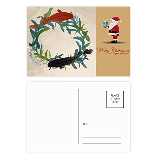 Cartes postales Père Noël avec citation poisson | Lot de 20 pièces