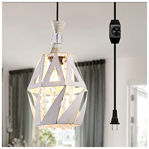 LBTSMUK Farmhouse Plug in Pendant Light with ON/Off Dimmer Switch Retro Sawg Hanging Lighting with 18ft Cord Mid Century Hanging Lamp for Kithcen Island, Dining Room, Bedroom, Entry, Hallway