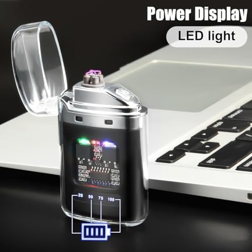Image of BIRDLINE USB Rechargeable Electric Lighter, Windproof, Dual Arc Flameless Plasma Lighter Ideal for Candles, Outdoor, Camping, Travel, Smoking, LED Display Light with Fancy Design, Cool Pocket Gadget.