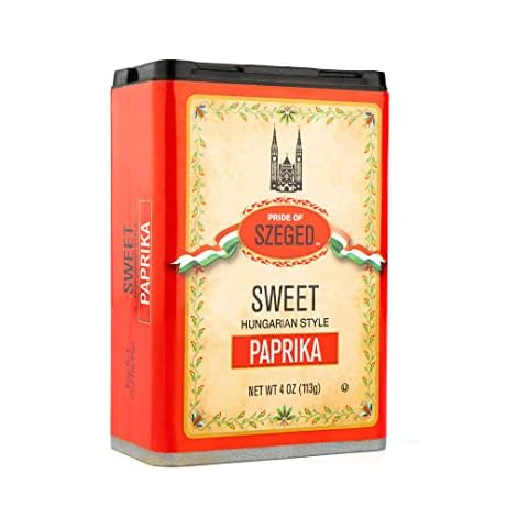 Pride of Szeged Sweet Paprika Powder, Hungarian Style Seasoning Spice, Deep Red, 4 oz. Tin, 1-Count Cover
