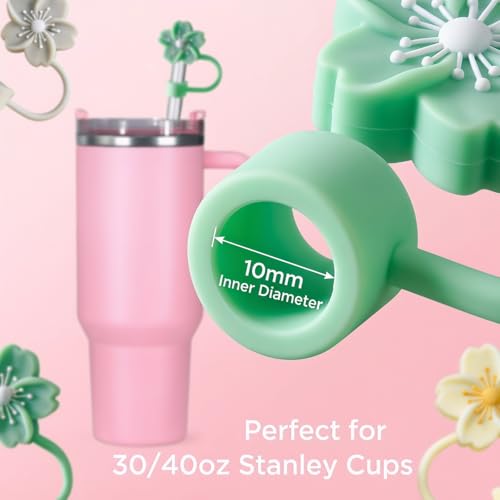 Image of BTYHAOS Straw Covers, Dust Proof Straw Toppers Fit Stanley 30 40oz Tumbler | Reusable Food-Grade Silicone Straw Covers Cap for Most 10mm Reusable Straw