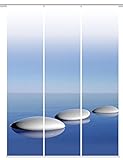 Home fashion Digitaldruck Schiebevorhang 3er Set, Stoff, blau, 245 x 60 x 245 cm, 3-Einheiten