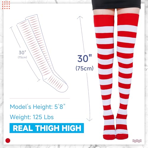 Image of Kayhoma Extra Long Cotton Stripe Thigh High Socks Over the Knee High Socks