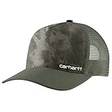Carhartt Men's Mesh Back Graphic Trucker Cap, Burnt Olive Fatigue Camo, OFA