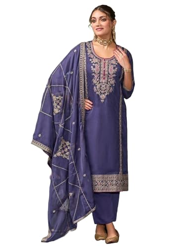 Costume indien en organza violet 12282 pour femme, vêtement traditionnel taille Small
