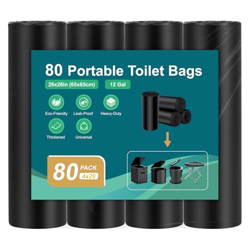 WADEO 80 Stück Toilettenbeutel 30 µm extra dick, auslaufsichere Campingtoilette Beutel Müllbeutel reißfest je 50L schwarz undurchsichtig… – Ansicht 2