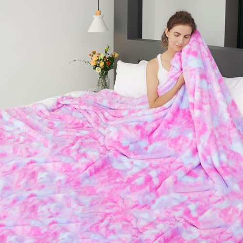 MUGD Soft Blankets Fleece Soft Fuzzy Throw Blanket Pink Warm Throw Blanket for Bed