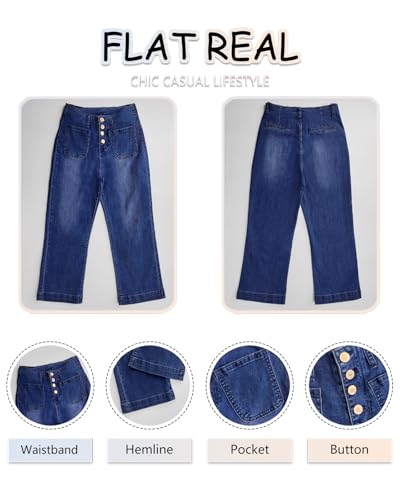 Necooer Womens Boyfriend Jeans Cropped Loose Wide Leg Baggy Jeans Casual Stretchy Denim Pants4