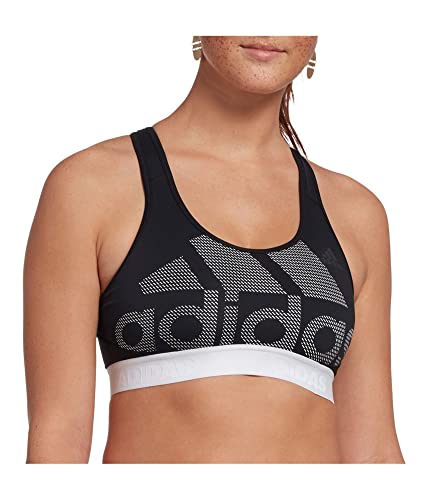 adidas Women's Don't Rest Alphaskin Sport Logo Bra, Black/White, X-Small