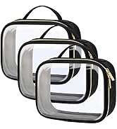 PACKISM TSA Approved Toiletry Bag, 3 Pack Clear Makeup Bags with Handle Large Opening, Clear Toil...