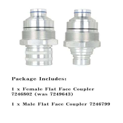 Image of kimllier 7246802 7246799 1 /2 Hydraulic Male & Female Flat Face Quick Connect Coupler Set 48mm Thread Diameter Compatible with Skid Steer Loader