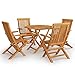 Tidyard Set 5 pz da Pranzo da Giardino per Esterno Pieghevole in Legno Massello di Teak,Set Tavolo e Sedie da Giardino Pieghevoli Legno,Set Tavolo Ottangolare e 4 Sedie da Giardino Pieghevoli Legno