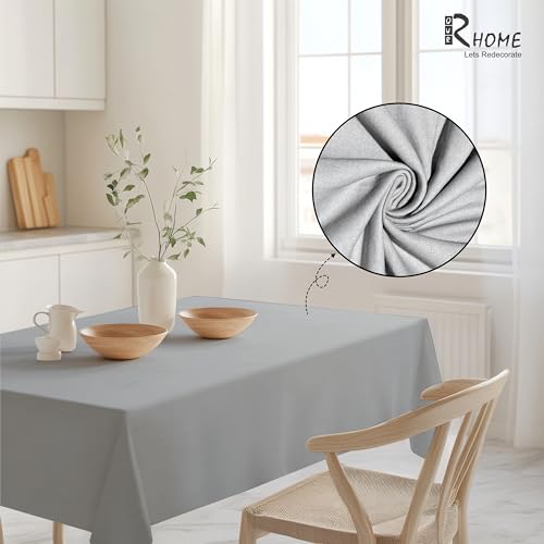 Image of R home 100% Cotton Table Cover, Fint Grey, 56 x 72 Inch, Machine Washable & Reusable | Ideal for Dining Table & Centre Table, Easy Maintenance, 200 GSM Thick Fabric