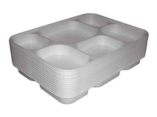 Disposable Plates 6 Compartment Silver Thali Plates Trays - 200 Pack For Indian Puja, Partys, Weddings, (Desi Thali, Indian Thali, Indian plates)