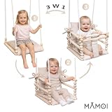 MAMOI Huśtawka dziecięca 3w1 z pasem bezpieczeństwa, regulowana wysokość, huśtawka do domu, stabilna konstrukcja, łatwy montaż