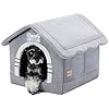 Jiupety Indoor Dog House with Frame, Large Dog Cave Bed, Insulated Cozy, Suitable for 15-30 lb, Large (20″×18″×18″), Gray