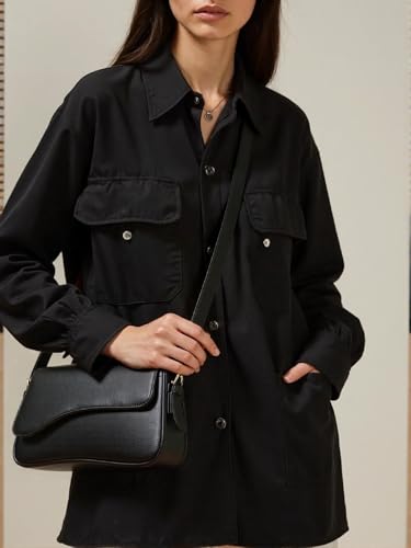 Barabum Shoulder Bag for Women,Y2K Trendy Purse Vegan Leather Hobo Handbags,Clutch Saddle Bag with 2 Removable Straps (Black) — view 3