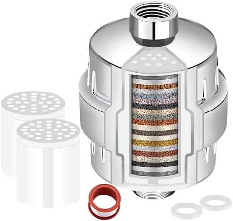 Shower Filter for Hard Water Two Replacement Cartridge High Outpu...