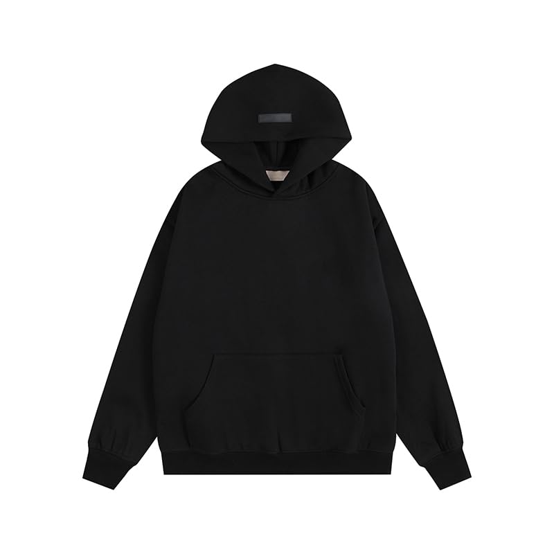 Hoodies Unisex Comfort Sweatshirt Big and Tall Sweater Trendy for Men Women Black M