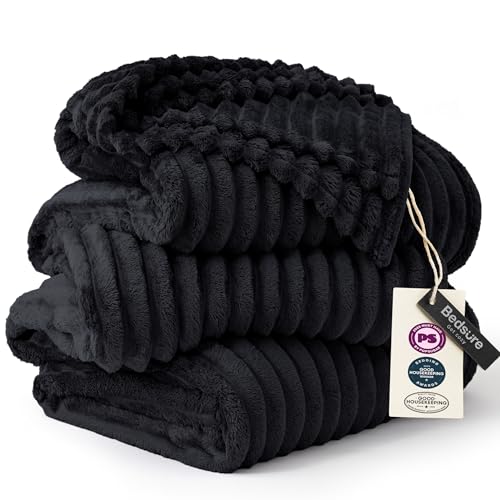 Bedsure Extra Soft Large Fleece Blanket for Bed Black 120"x120"