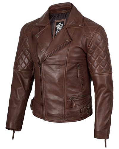 Image of Decrum Mens Leather Jacket - Real Lambskin Asymmetrical Casual Leather Jackets for Men
