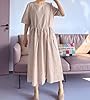Minibee Women's Cotton Linen Dress Summer Short Sl... #4