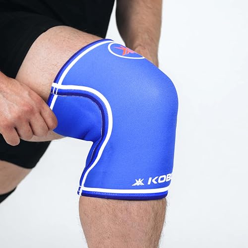 Image of Kobo 7mm Knee Cap Compression Support Knee Sleeves for Powerlifting Gym Squats Running Cycling Sports Jogging Workout Pain Relief (Material: Neoprene & Spandex)