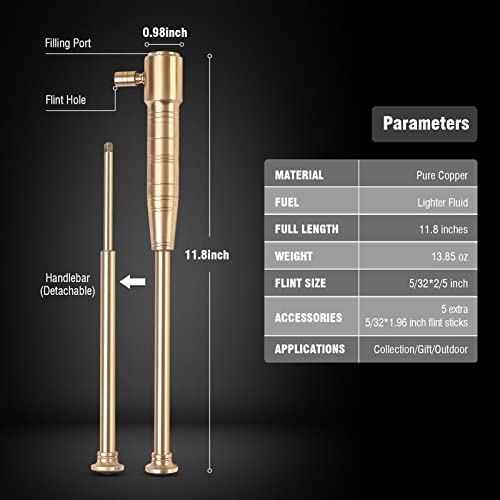 Morisk Cool Trench Lighter Fluid Refillable, Windproof Heavy Duty Pure Copper Kerosene Lighter For Collection & Outdoor Survival, Vintage Long Pipe Lighters Torches, Unique Gift For Men Dad Husband #TOP5
