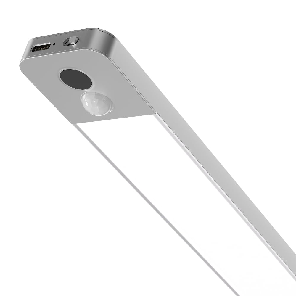 Linkled Luce LED Sottopensile Magnetica 50 cm con Sensore PIR Crepuscolare, Lampada Armadio Ricaricabile USB Type-C, Batteria al Litio per Cucina e Guardaroba