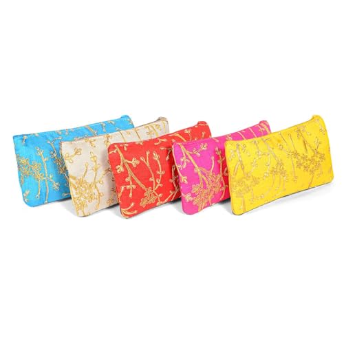 Image of Traditional Embroidered Zipper Purse for Women | Return Gifts for Baby Shower, Haldi, Mehendi, Wedding | Multicolor Ethnic Pouch Set