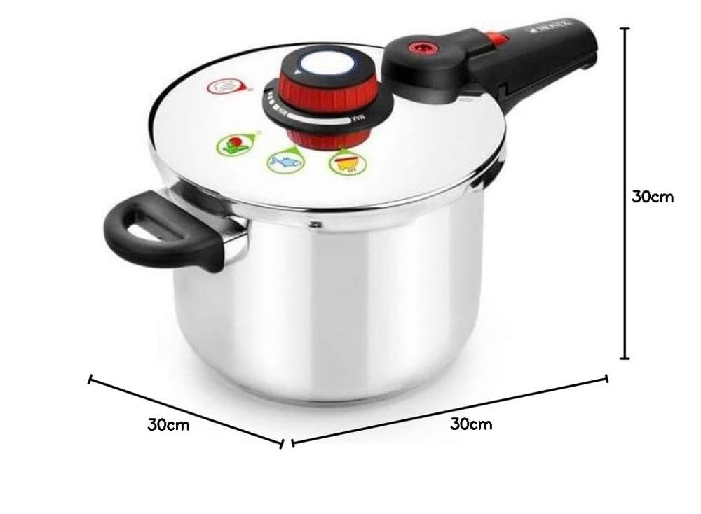 MONIX Selecta | Duo Set pentole a pressione rapide 4 e 6 litri con Sistema di selezione degli alimenti e Chiusura automatica, Acciaio inox 18/10, Argento, 2 Unità