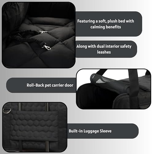 Airline Compliant Pet Carrier | Travel Bag & Car Seat | Calming - Durable - Stylish | Best for Most Pets up to 15lbs