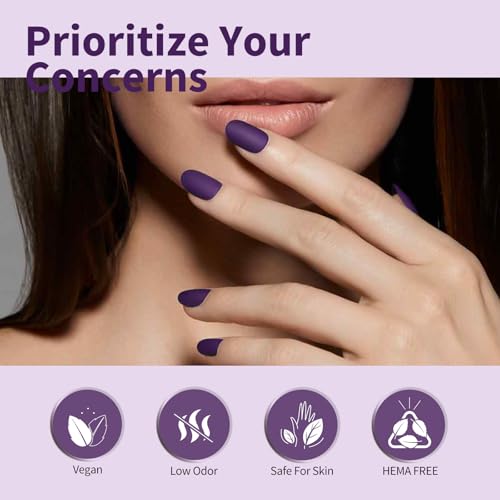 Image of CANNI Dark Purple Gel Nail Polish, 1Pcs Purple Gel Polish Lavender Color High Gloss Soak Off U V Nail Manicure Salon DIY