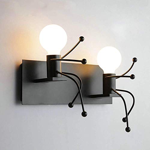 Lámpara de pared retro E27 con rotación de 180° y diseño creativo de villanos de hierro