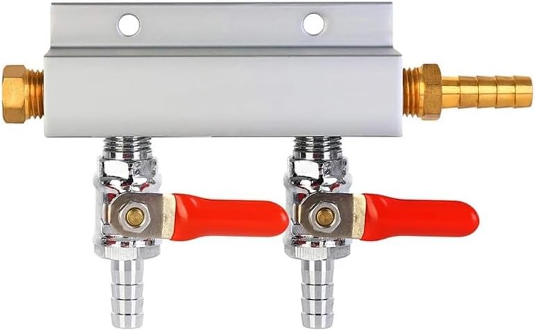 Multi-way CO2 Gas Distribution Manifold Splitter, 2/3/4 Way Home Brew Check Valves Draft Beer Kegerator 5/16 Barb, 9mm Fittings(2way)