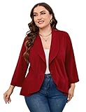 KOJOOIN Womens Plus Size Casual Long Sleeve Blazer Open Front Cardigan Work Office Jacket Suit Blaze
