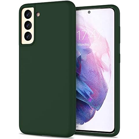 DEENAKIN Compatible with Samsung Galaxy S21 Case,Soft Flexible Silicone Gel Rubber Bumper Cover,Slim Fit Full Body Shockproof Protective Phone Case for Samsung Galaxy S21 Dark Green Cover