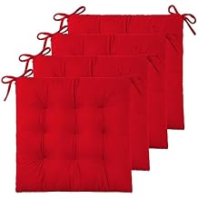 4 Pack Chair Cushions for Dining Office Kitchen Chairs 19" x 19" Chair Pads and Cushion Comfort Seat Cushion with Ties Red Velvet