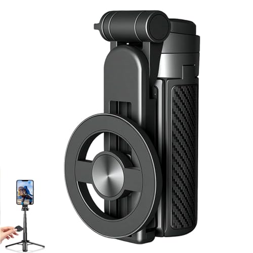 4-in-1 Multifunctional 360° Rotation Magnetic Selfie Stick, Magnetic Phone Tripod with Remote Control, Portable Extendable mag Tripod with Wireless Bluetooth Control