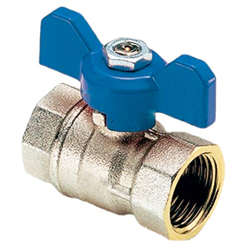 Kugelhahn aus Messing 3/4 Rohr Zoll Innengewinde IG DN20 Trinkwasser geeignet Druck PN 25 Bar mit Flügelgriff blau Wasser Heizung Druckluft Absperr Hahn Ventil