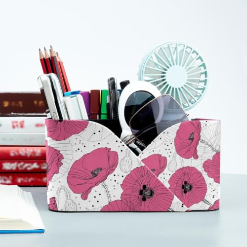 Pot à crayons rose coquelicots pour stations de maquillage et coiffeuses - 6