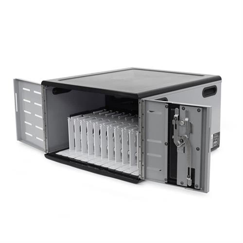 ERGOTRON Zip12 Charging Desktop Cabinet - Meuble de Rangement pour 12 tablettes/notebooks - Acier - Noir, Argent - Taille d'écran : jusqu'à 14 Pouces