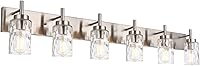 Vista 1 de BONLICHT Mid-Century Bathroom Vanity Wall Light with Clear Water Glass, Farmhouse 6 Light Bath Lighting Over Mirror Modern Brushed Nickel Sconce